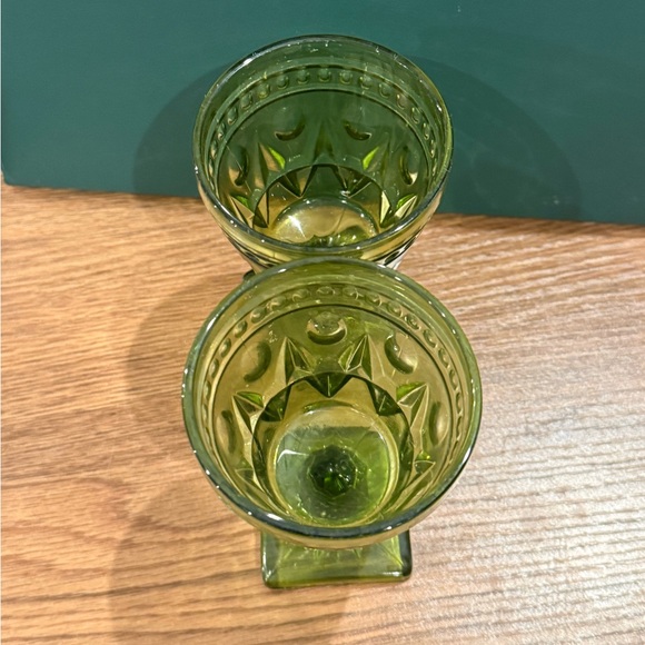Vintage Green Glass Dessert Cups Goblets - Picture 2 of 6